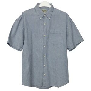 U.S. Expedition Button Down Mens XL Blue Gingham Short Sleeve Cotton Preppy Work